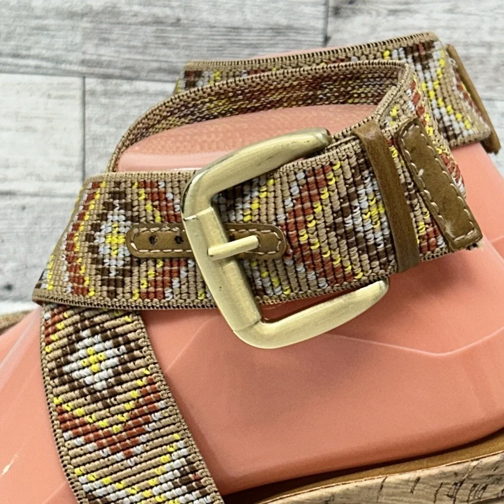 WHITE‎ MOUNTAIN Womens Pearl Espadrille Wedge Sandal Shoe  Tan Brown Aztec 8.5M